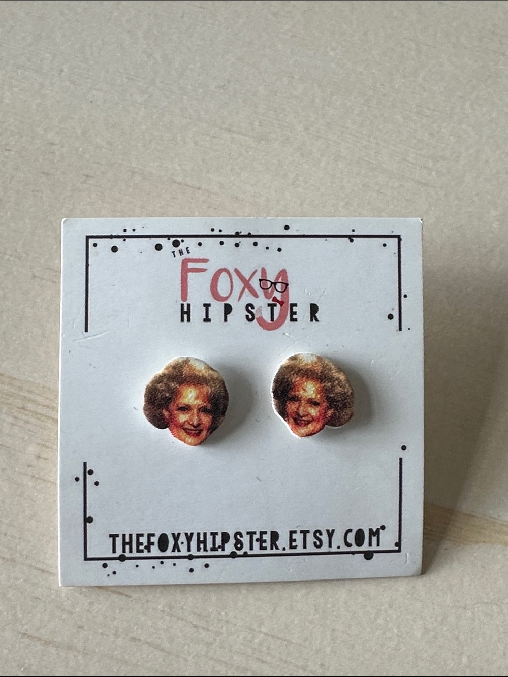 The Foxy Hipster Betty White Multicolor Portrait Stud Earringsy